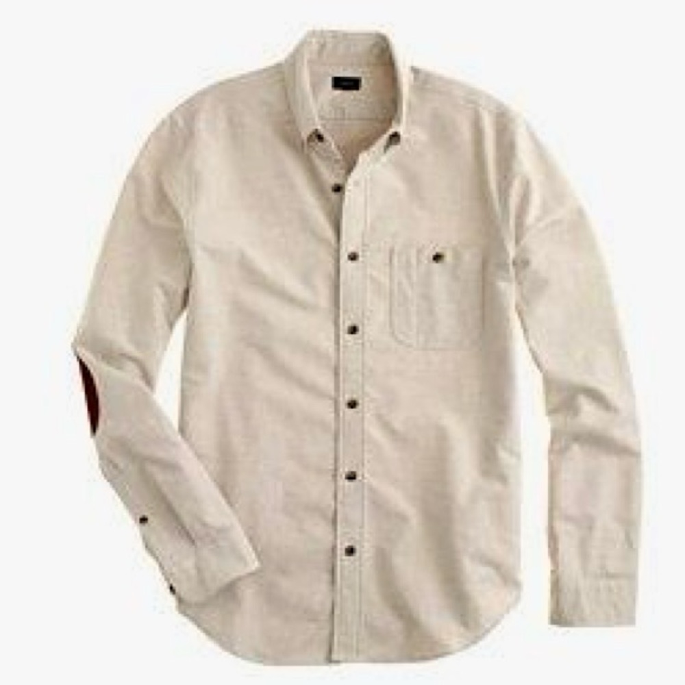 J. Crew Heathered Chamois Button Down with Leather Elbow Patches